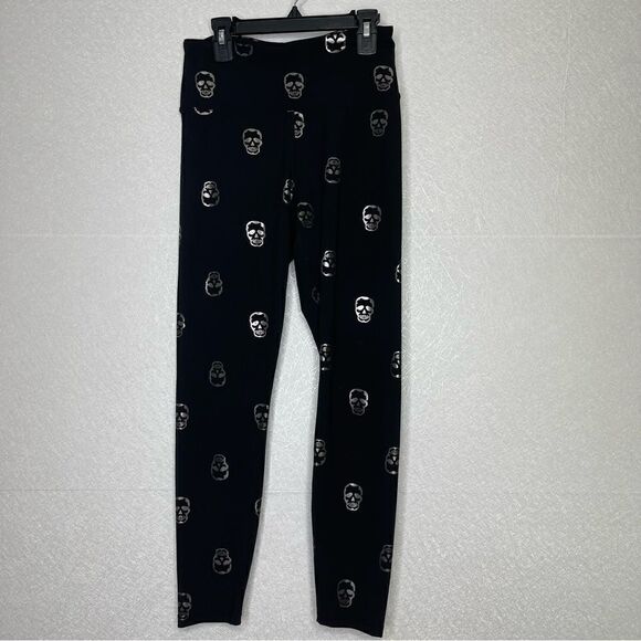 Nanette Lepore Metallic Silver Sugar Skull Leggings - Picture 2 of 3